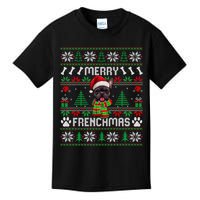 Funny Merry Frenchmas French Bulldog Christmas Ugly Sweater Kids T-Shirt