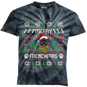 Funny Merry Frenchmas French Bulldog Christmas Ugly Sweater Kids Tie-Dye T-Shirt