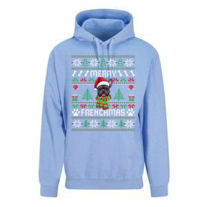 Funny Merry Frenchmas French Bulldog Christmas Ugly Sweater Unisex Surf Hoodie