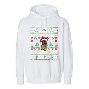 Funny Merry Frenchmas French Bulldog Christmas Ugly Sweater Garment-Dyed Fleece Hoodie