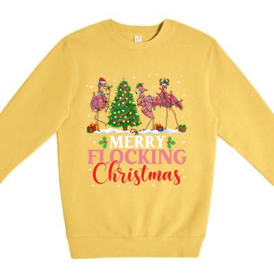 Flamingo Merry Flocking Christmas Funny Xmas Gift Premium Crewneck Sweatshirt