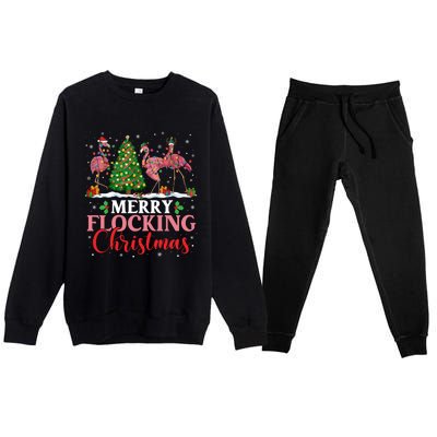 Flamingo Merry Flocking Christmas Funny Xmas Gift Premium Crewneck Sweatsuit Set