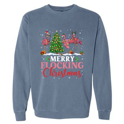 Flamingo Merry Flocking Christmas Funny Xmas Gift Garment-Dyed Sweatshirt