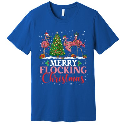 Flamingo Merry Flocking Christmas Funny Xmas Gift Premium T-Shirt