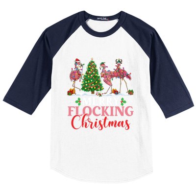 Flamingo Merry Flocking Christmas Funny Xmas Gift Baseball Sleeve Shirt