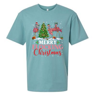 Flamingo Merry Flocking Christmas Funny Xmas Gift Sueded Cloud Jersey T-Shirt