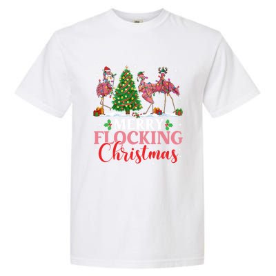 Flamingo Merry Flocking Christmas Funny Xmas Gift Garment-Dyed Heavyweight T-Shirt