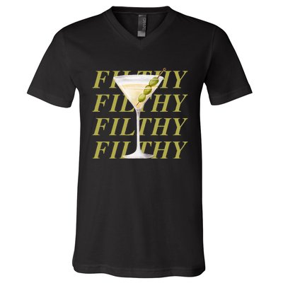 Filthy Martini Funny Dirty Martini Vintage Retro Martini V-Neck T-Shirt