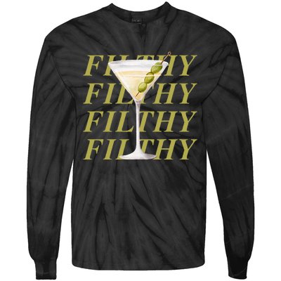 Filthy Martini Funny Dirty Martini Vintage Retro Martini Tie-Dye Long Sleeve Shirt