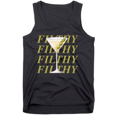 Filthy Martini Funny Dirty Martini Vintage Retro Martini Tank Top