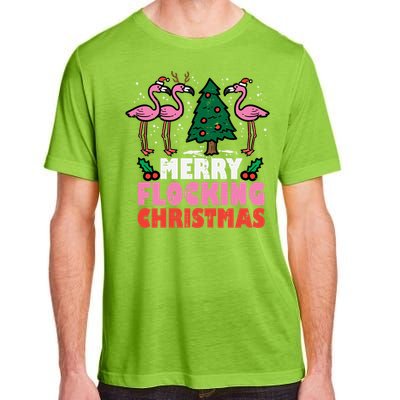 Flamingo Merry Flocking Christmas Funny Xmas Gift Adult ChromaSoft Performance T-Shirt