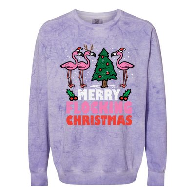 Flamingo Merry Flocking Christmas Funny Xmas Gift Colorblast Crewneck Sweatshirt