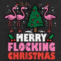 Flamingo Merry Flocking Christmas Funny Xmas Gift 7 Panel Mesh Trucker Snapback Hat