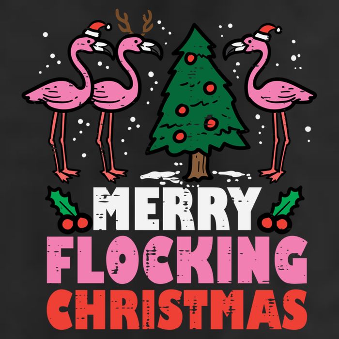 Flamingo Merry Flocking Christmas Funny Xmas Gift 7 Panel Mesh Trucker Snapback Hat