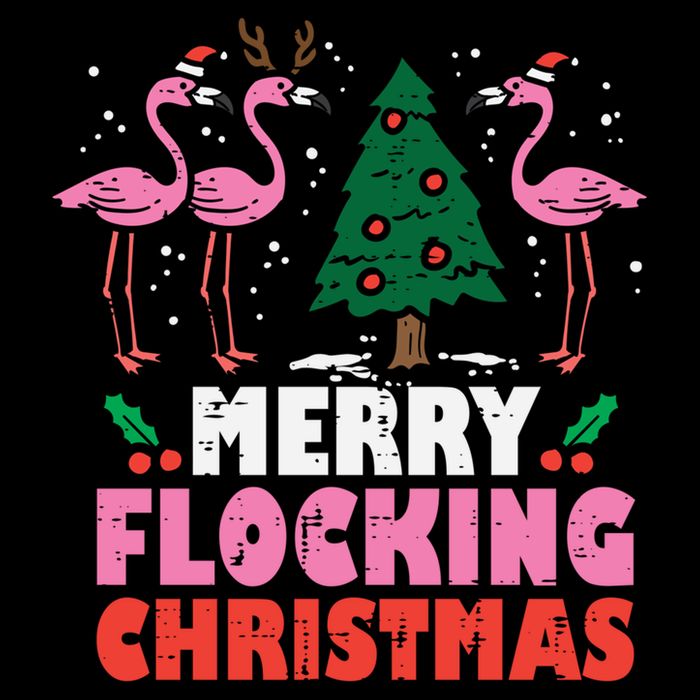 Flamingo Merry Flocking Christmas Funny Xmas Gift Sustainable Bucket Hat