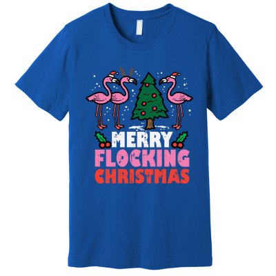 Flamingo Merry Flocking Christmas Funny Xmas Gift Premium T-Shirt