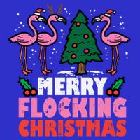Flamingo Merry Flocking Christmas Funny Xmas Gift Stripe Pom Pom Beanie