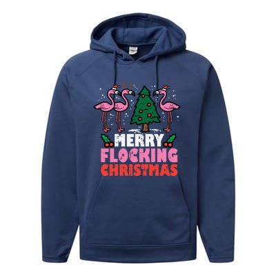 Flamingo Merry Flocking Christmas Funny Xmas Gift Performance Fleece Hoodie