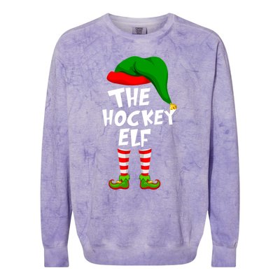 Funny Matching Family Christmas The Hockey Elf Gift Colorblast Crewneck Sweatshirt