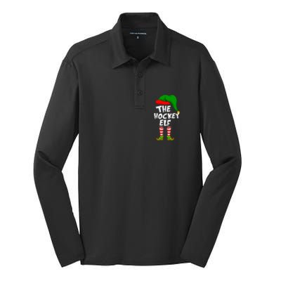 Funny Matching Family Christmas The Hockey Elf Gift Silk Touch Performance Long Sleeve Polo