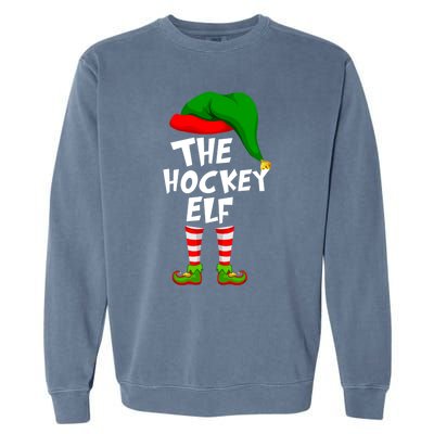 Funny Matching Family Christmas The Hockey Elf Gift Garment-Dyed Sweatshirt