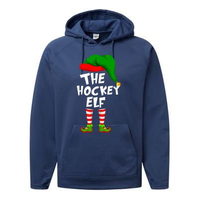 Funny Matching Family Christmas The Hockey Elf Gift Performance Fleece Hoodie