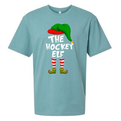 Funny Matching Family Christmas The Hockey Elf Gift Sueded Cloud Jersey T-Shirt