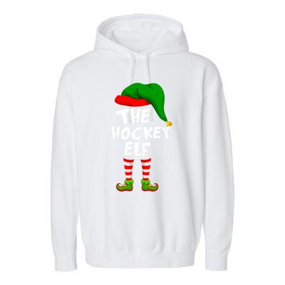 Funny Matching Family Christmas The Hockey Elf Gift Garment-Dyed Fleece Hoodie