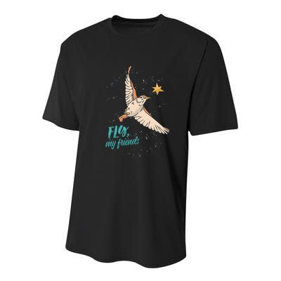 Fly My Friends Bird Star Youth Performance Sprint T-Shirt