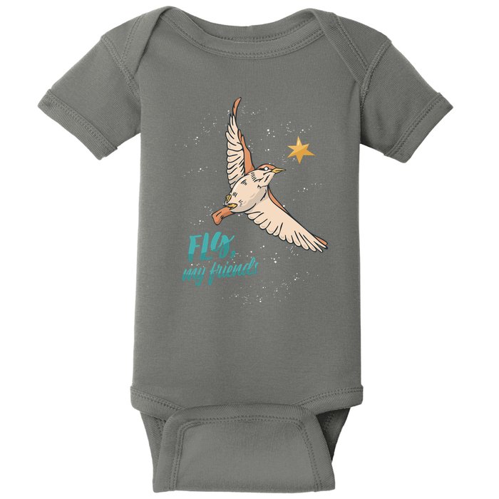 Fly My Friends Bird Star Baby Bodysuit