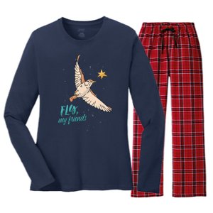 Fly My Friends Bird Star Women's Long Sleeve Flannel Pajama Set 