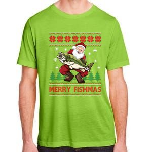 Fun Merry Fishmas Santa Fishing Ugly Christmas Sweater Style Adult ChromaSoft Performance T-Shirt