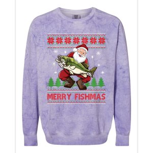 Fun Merry Fishmas Santa Fishing Ugly Christmas Sweater Style Colorblast Crewneck Sweatshirt