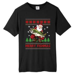 Fun Merry Fishmas Santa Fishing Ugly Christmas Sweater Style Tall Fusion ChromaSoft Performance T-Shirt