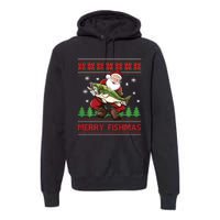 Fun Merry Fishmas Santa Fishing Ugly Christmas Sweater Style Premium Hoodie