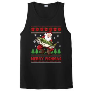 Fun Merry Fishmas Santa Fishing Ugly Christmas Sweater Style PosiCharge Competitor Tank