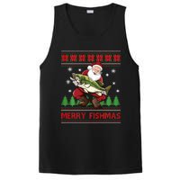 Fun Merry Fishmas Santa Fishing Ugly Christmas Sweater Style PosiCharge Competitor Tank