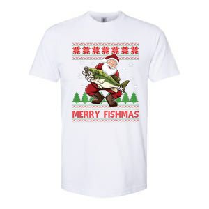 Fun Merry Fishmas Santa Fishing Ugly Christmas Sweater Style Softstyle CVC T-Shirt