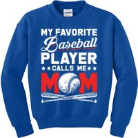 Funny My Favorite Baseball Player Calls Me Mom Gift Kids Sweatshirt