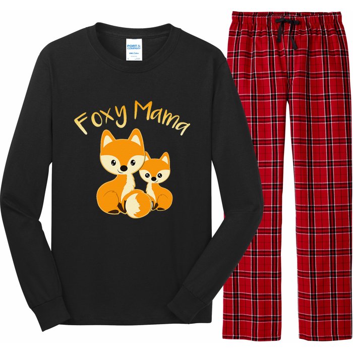 Foxy Mama Funny Mom Quote Mother Daughter Foxes Cute Graphic Long Sleeve Pajama Set