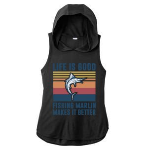 Freshwater Marlin Fish Marlin Fishing Gifts Ladies PosiCharge Tri-Blend Wicking Draft Hoodie Tank