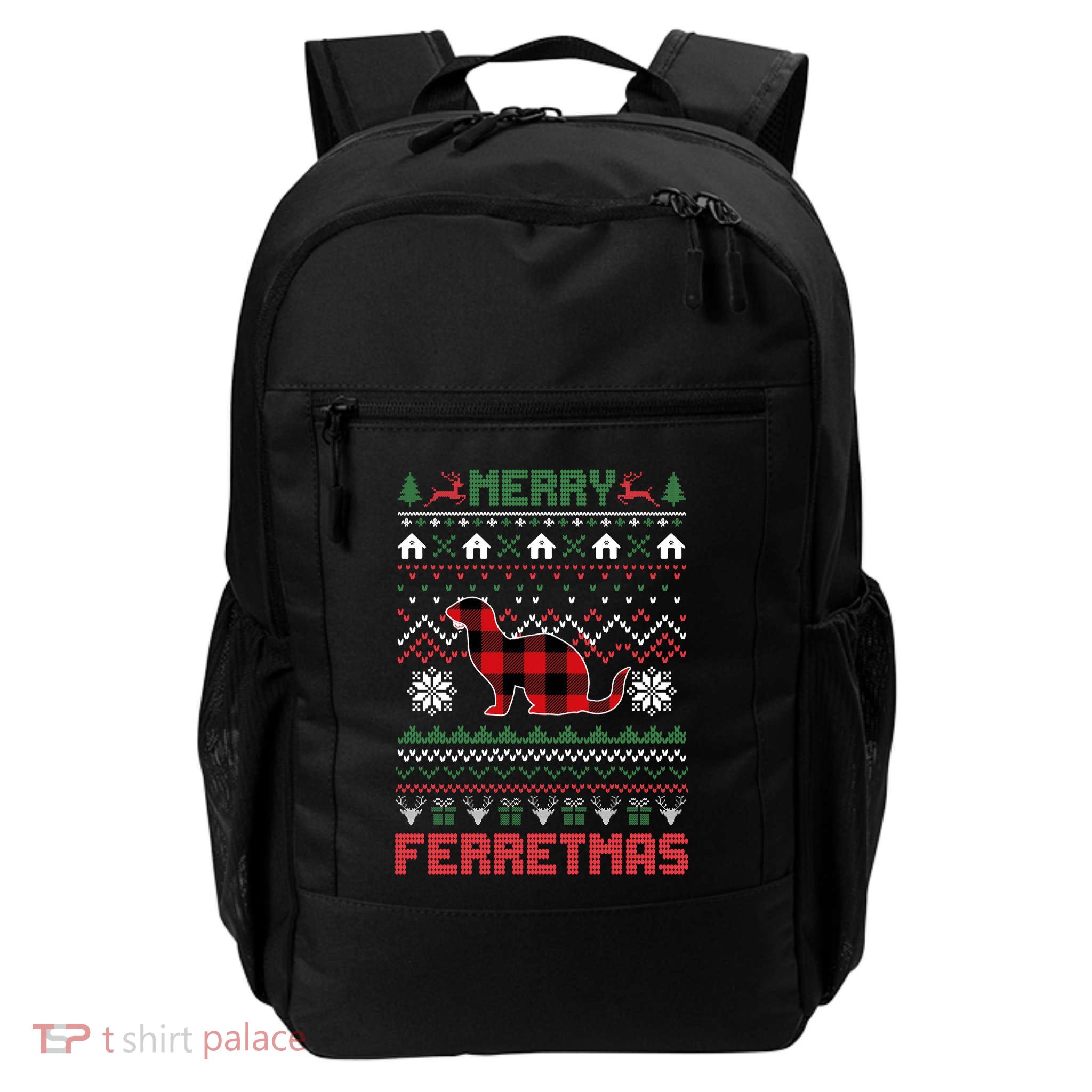 Funny Merry Ferretmas Ugly Christmas Ferret Santa Daily Commute Backpack