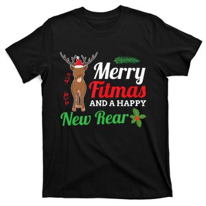 Funny Merry Fitness And A Happy New Rear Christmas Gym Gift T-Shirt