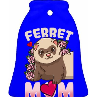 Ferret Mom Funny Gift For Ferret Lovers And Owners Gift Ceramic Bell Ornament