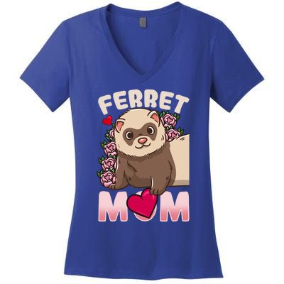 Ferret Mom Funny Gift For Ferret Lovers And Owners Gift Women's V-Neck T-Shirt