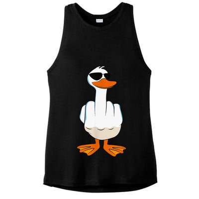 Funny Middle Finger Offensive Rude Duck I DonT Give A Duck Ladies PosiCharge Tri-Blend Wicking Tank