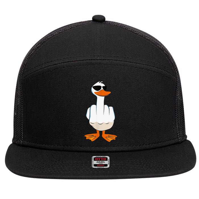 Funny Middle Finger Offensive Rude Duck I DonT Give A Duck 7 Panel Mesh Trucker Snapback Hat
