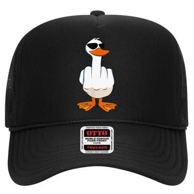 Funny Middle Finger Offensive Rude Duck I DonT Give A Duck High Crown Mesh Back Trucker Hat