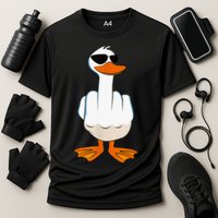 Funny Middle Finger Offensive Rude Duck I DonT Give A Duck Cooling Performance Crew T-Shirt