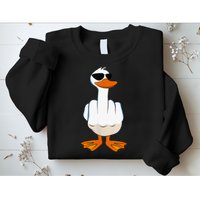 Funny Middle Finger Offensive Rude Duck I DonT Give A Duck Sweatshirt